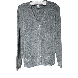 VTG Garland Silk Angora Embroidered & Pearl Accent Gray Cardigan Sweater